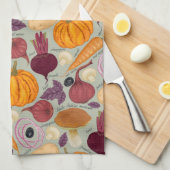 Linge De Cuisine Rétro arrière - plan des légumes frais (Quart Plié)