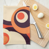 Linge De Cuisine Rétro art abstrait d'années '50 oranges et Brown (Quart Plié)