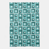 Linge De Cuisine Retro Blue Geometric Squares Pattern (Vertical)
