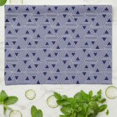 Linge De Cuisine Retro Blue Navy Japon Triangle Motif géométrique (Plié)