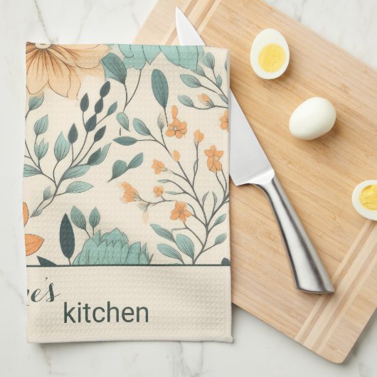 Linge De Cuisine Retro Boho Floral Pattern Custom (Quart Plié)
