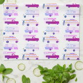 Linge De Cuisine Rétro Camper Motorhome RV Vanlife Blanc Violet (Plié)