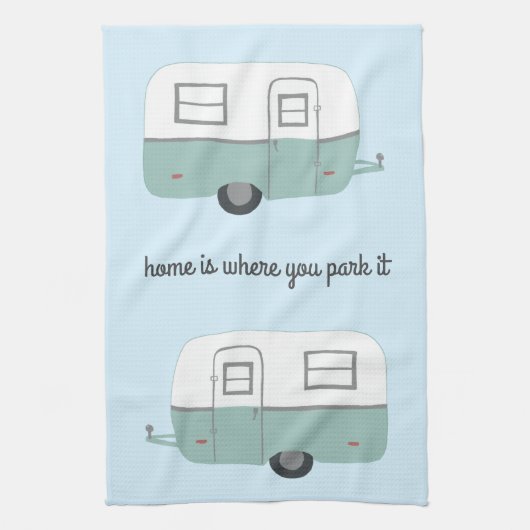 Linge De Cuisine Rétro Camper Trailer RV Motorhome Blue (Vertical)