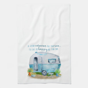 Linge De Cuisine Rétro caravane vintage bleue mignonne de campeur
