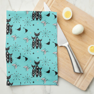Linge De Cuisine Retro Cats Starburst atomique moderne milieu du si