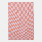 Linge De Cuisine Retro Check Motif Lilac Et Orange Checkerboard (Vertical)