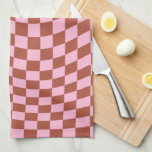 Linge De Cuisine Retro Check Motif Rose et tableau de bord Brown<br><div class="desc">Retro À damiers motif - chèque rose et Brown tordu / damier ondulé et déformé.</div>
