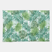 Linge De Cuisine Retro Chic Palm Vert Feuille Aquarelle Art (Horizontal)