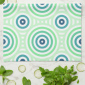 Linge De Cuisine Retro Circulaire Geometric Pattern en Green & Blue (Plié)