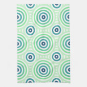 Linge De Cuisine Retro Circulaire Geometric Pattern en Green & Blue (Vertical)