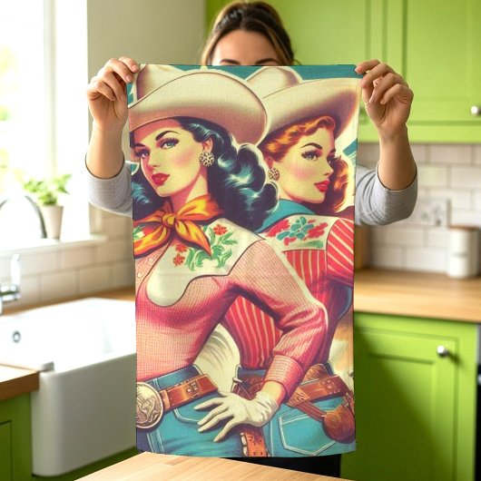 Linge De Cuisine Retro Cowgirls Pin-ups