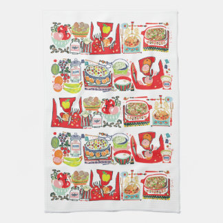 Linge De Cuisine Retro Cuisine Cuisinière Livre Illustration Rouge