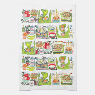 Linge De Cuisine Retro Cuisine Cuisinière Livre Illustration Vert c