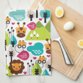 Linge De Cuisine rétro faune de lion de safari d'enfants (Quart Plié)