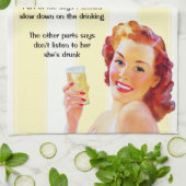 Linge De Cuisine Retro Femme au foyer avec Cocktail Drôle Citation  (Plié)