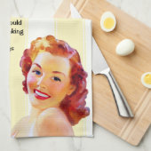 Linge De Cuisine Retro Femme au foyer avec Cocktail Drôle Citation  (Quart Plié)