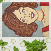 Linge De Cuisine Retro Femme Joyeux Noël (Plié)