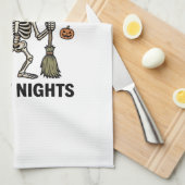 Linge De Cuisine Rétro Gravure de squelette d'Halloween Sorcière Ba (Quart Plié)