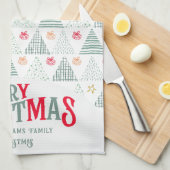 Linge De Cuisine Retro Green Christmas Trees Modern Abstract Unique (Quart Plié)