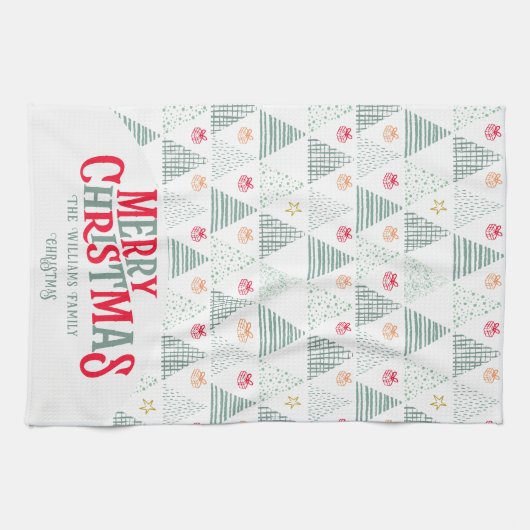 Linge De Cuisine Retro Green Christmas Trees Modern Abstract Unique (Horizontal)