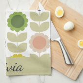 Linge De Cuisine Retro Groovy Summer Flowers Stems (Quart Plié)