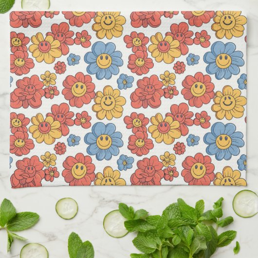 Linge De Cuisine Retro Happy Face Florals  (Plié)