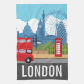 Linge De Cuisine Retro London Tea Towel – Iconic Landmarks (Vertical)
