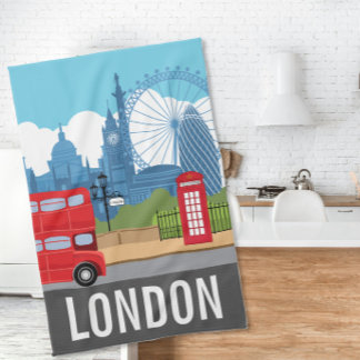 Linge De Cuisine Retro London Tea Towel – Iconic Landmarks