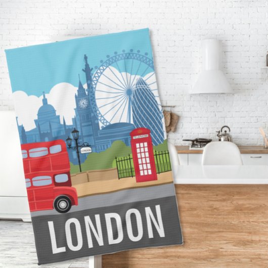 Linge De Cuisine Retro London Tea Towel – Iconic Landmarks