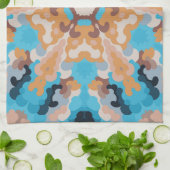 Linge De Cuisine Rétro Mandala Bleu et orange (Plié)
