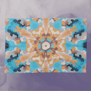 Linge De Cuisine Rétro Mandala Bleu et orange