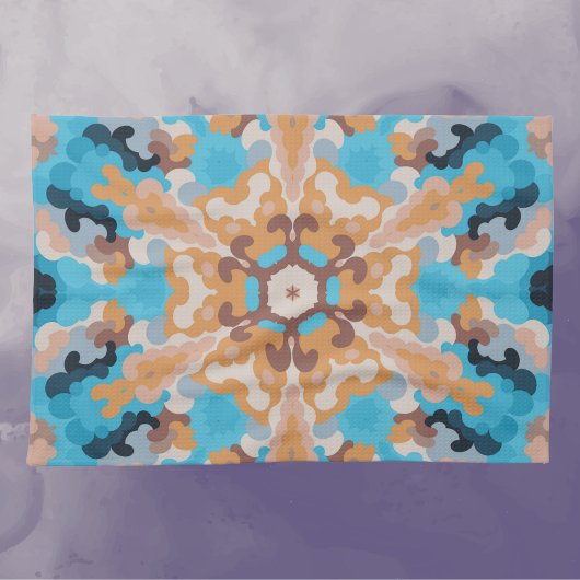 Linge De Cuisine Rétro Mandala Bleu et orange