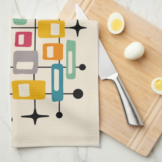 Linge De Cuisine Retro Mid-Century Moderne Abstrait (Quart Plié)