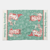 Linge De Cuisine Retro Midsiècle moderne Noël Nom de famille (Horizontal)