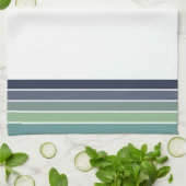 Linge De Cuisine Retro/Mod Bleu et Vert "Surfboard" rayé (Plié)