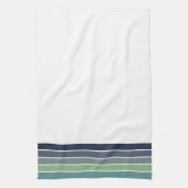 Linge De Cuisine Retro/Mod Bleu et Vert "Surfboard" rayé (Vertical)