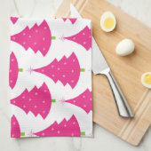 Linge De Cuisine Rétro motif assez rose d'arbre de Noël (Quart Plié)