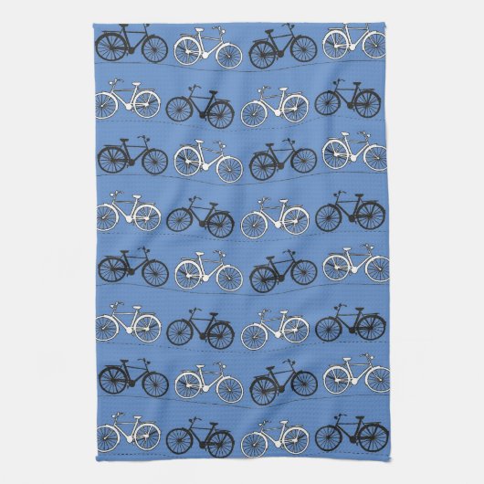 Linge De Cuisine Rétro motif bleu de bicyclette (Vertical)