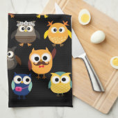 Linge De Cuisine Rétro motif de hibou (Quart Plié)