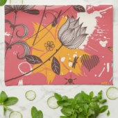 Linge De Cuisine Rétro motif floral (Plié)