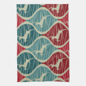 Linge De Cuisine Rétro Noël rouge et bleu frais de renne de Noël (Vertical)