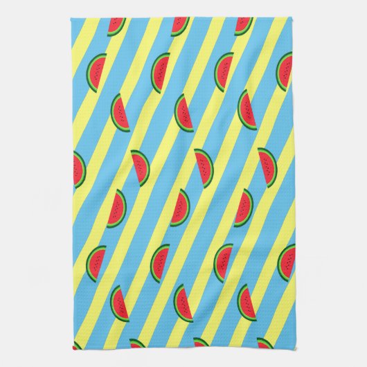 Linge De Cuisine Rétro Pastèques fond bleu (Vertical)