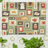 Linge De Cuisine Rétro pattern with kitchen dishes for breakfast (Plié)