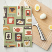 Linge De Cuisine Rétro pattern with kitchen dishes for breakfast (Quart Plié)