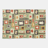 Linge De Cuisine Rétro pattern with kitchen dishes for breakfast (Horizontal)