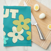 Linge De Cuisine Retro Peace Out Citation Hippie Fleurs (Quart Plié)