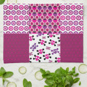 Linge De Cuisine Rétro point de polka de crâne de fleur (Plié)
