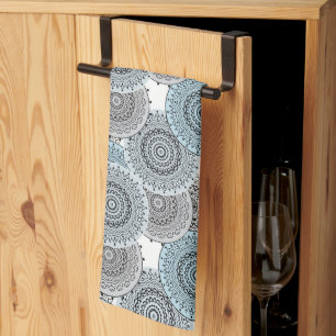 Linge De Cuisine Rétro, rétro motif, bleu et gris, élégant