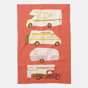 Linge De Cuisine Rétro rouge de Motorhome rv Vanlife de campeur