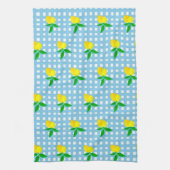 Linge De Cuisine Retro Sunny Yellow Lemon Blue White Check (Vertical)
